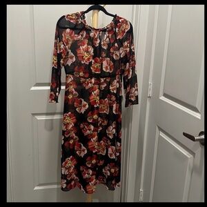 Madewell Black and Red Floral Dress